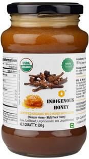 INDIGENOUS HONEY Raw Organic Honey with Infused Clove Immunity Booster- 530 g Glass Jar