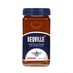 BEQVILLE Organic Honey NMR Tested Pure Natural Original Honey Raw Honey - 500gm Glass Jar