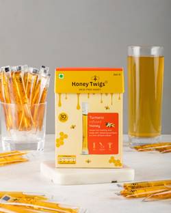 HONEY TWIGS Turmeric & Black Pepper Honey Combo Sachets, 240gms (30 Single Serves - 8g Each)