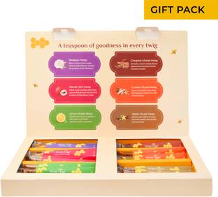 HONEY TWIGS Gift Box:Assorted flavour-Cinnamon,Vanilla,Lemon,Turmeric,Litchi,Himalayan honey