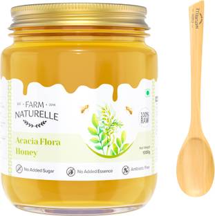 Farm Naturelle Virgin 100% Pure Raw Natural Unprocessed Acacia Jungle/Forest Flowers Honey- 1 KG Glass Bottle