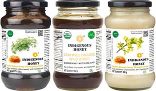 INDIGENOUS HONEY Raw Thyme honey with Certified Organic Wild Honey and Crystallized Honey