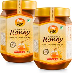 ANP BEE Raw Unpasteurized Pure Honey 1 KG (Pack of 2) | NMR Tested I Unfiltered Honey