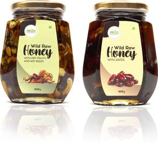 Feast Organic Wild Raw Honey with Dry Fruits - Mix Seeds & With Dates Combo | Pure & Natural