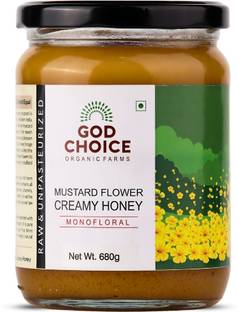 God Choice Organic Farms Pure Honey 680 GM (Mustard Flower) | Raw & Unpasteurized Organic Honey