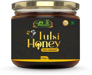 PASUTAM Tulsi Raw Organic Honey | Natural Unfiltered Honey | 250gm×2 Glass Jar |