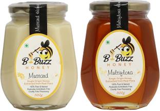 bbuzz Mustard Honey and Multi-Flora Honey 1000g (500g x 2)