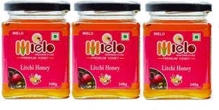 mielo Honey 1 kg, Natural Litchi Flavour Pure Unprocessed Honey - Combo Pack of 3