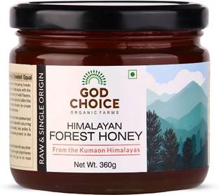 God Choice Organic Farms Pure Honey 360 GM (Himalayan Forest) | Raw & Unpasteurized Organic Honey