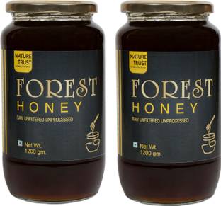 nature trust Raw Organic Forest Honey, Wild, Unprocessed, (1.2 kg (pack of 2)