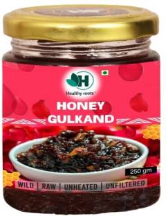 Healthy Roots Honey Gulkand- 100% Natural, Raw, Unprocessed, Unheated Rosewood Raw Honey-250gm