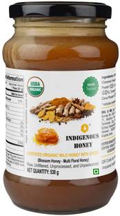 INDIGENOUS HONEY Raw Organic Honey with Infused spices added Immunity Booster- 530 g Glass Jar