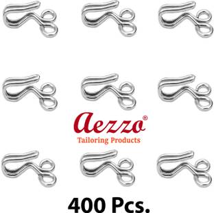 Aezzo 400 Pcs. Silver Blouse Hooks Stainless Steel Premium Quality for Ladies Blouses, Dresses, Chudidars, Children’s Dresses, Frocks, Gowns, etc. for Tailoring and Embroidery. Hook Eye (Pack of 400 Pcs.) Hook Eye