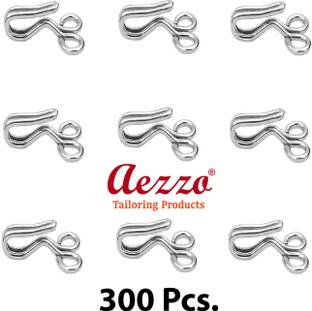Aezzo 300 Pcs. Silver Blouse Hooks Stainless Steel Premium Quality for Ladies Blouses, Dresses, Chudidars, Children’s Dresses, Frocks, Gowns, etc. for Tailoring and Embroidery. Hook Eye (Pack of 300 Pcs.) Hook Eye