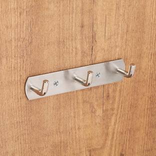 FORTUNE Pure Stainless Steel Wall Mounted Hook Rail Bar, 3 Hooks Hook Rail 3