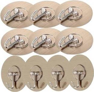 Sellzino Adhesive No Drilling Wall Round Hook Sticking Adhesive Hanger Round Walls Strong Hook 10