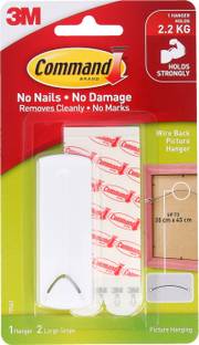 Command 3M Plastic Wire Back Picture Hanger,Holds Up To 2.2kg, 1 Hanger,2 Strips Hook 1