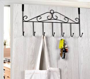 mr mali The Door Hanger with 7 Hooks for Cloths Metal Hanging Rack Organizer Hook 7