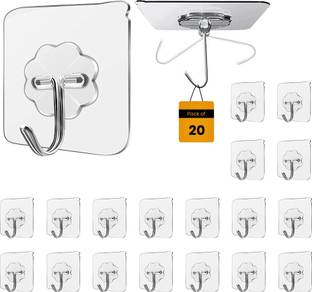 BaytSafe Adhesive Wall Hooks – No Drill, Strong Hold for Home & Kitchen Use Hook 20