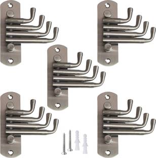 Zeetab Stainless Steel Wall Mount Cloth Hanger, Adjustable 4 Pin Bathroom Wall Hanging Swivel Hook 5