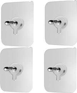 sunvadiya Adhesive Nails Wall Poster Non-Trace Stick Wall Hook, Adhesive Hooks, , Heavy Duty Wall Hooks for Hanging, Durable Practical Transparent Strong Adhesive Screw Wall Nail Hook (Pack of 4) Hook 4