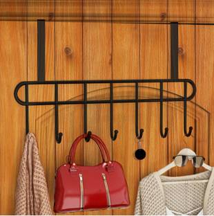 UNIQUEWELL Stainless Steel Over The Door 7 Prong Hook Hanger Organizer/Wall Hook Rack Hook Rail 7