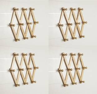 HusNain Wooden Expandable Peg Rack | Wall Hanger | Wall Hooks | Door Hanger (Set of 4) Hook 10