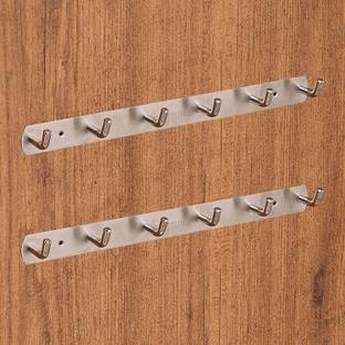 FORTUNE Hook Plate / Hook Patti Stainless Steel Coat Bath Towel Hook Hanger Rail Bar Set of 2 Hook Rail 6