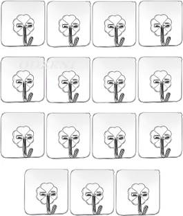 IBIXI 50 Pcs PVC Heavy Duty Self Adhesive Stainless Hooks, Transparent Waterproof Hook 15