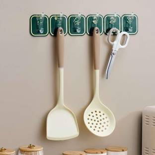 Zenvio 6 in 1 Self Adhesive Wall Hooks, Heavy Duty Sticky Hooks for Hanging Hook Rail 6