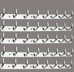 URIM Shape 8 Pin Hook Stainless Steel Bathroom Cloth Hooks / Hanger Hook Rail 8