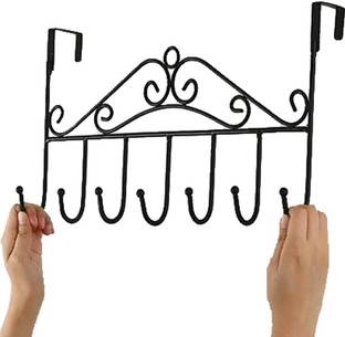 Sikoprism Door Hanger 7 Hooks Over the Door Towel Hook,Decorative Over DOOR (pack of 1.) Door Hanger