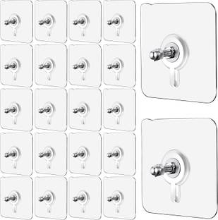 REDCARP 20 Pack Self Adhesive No Drill Water-Proof Nail Screw Hook for Bathroom,Kitchen Hook 20