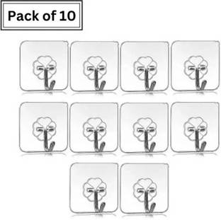 PYORIT Transparent Self Adhesive Waterproof Wall Hooks for Bathroom and Kitchen Hook 10