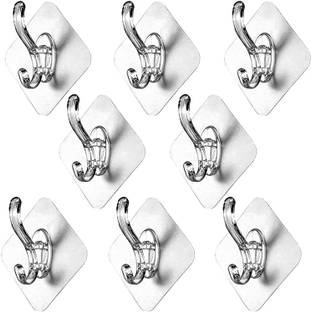 ZUCUR 8 pcs Key Holder Wall Hat Hanger Hook Clear, Towel Hooks for Bathrooms Kitchen Hook 8