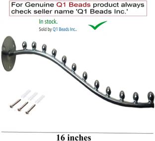 Q1 Beads 12 Ball pin Hooks Wall Drope Hanger/Shop/Showroom Display Hook Rail bar for Clothes/Kitchen/Mobile Pack of 2 -Heavy Duty Wall Mount with Hardware Fittings Hook Rail 12