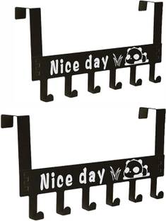 Gabani fashion New Over Door Hook Hanger Cartoon Rack Heavy-Duty Hook Organizer with “Nice Day” Hook Rail 6