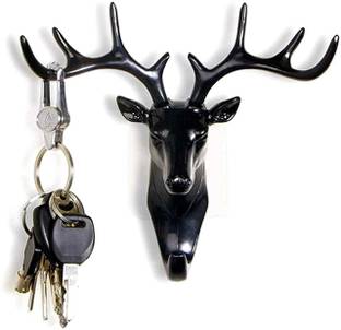 DHAN UTAJAM Deer Head Hanging Hook, Self Adhesive Wall Door Hook Hanger Bag Keys Holder Hook 1