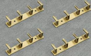 GAIYERA Antique Brass L 4 Pin Metal Cloth Hooks Hanger Hook Rail 4