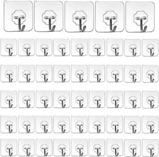 XBEY Adhesive Plastic Wall Hooks Hangers for Hanging Robe, Coat, Towel, Keys, Bags Hook 50