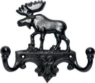 pealigarh Decorative Cast Iron Wall Hook, Moose Design, Double Hook, Black Hook 2