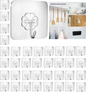 Handybee PVC Wall Hooks without screw Drill for Kitchen and Bathroom 5kg (Max) Hook 36