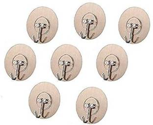 MERCEHIVE Self Adhesive No Drilling Wall Hook Sticking Adhesive Hanger Round Walls Strong Hook 8