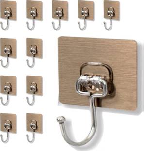 QXORE Large Adhesive Wall Hooks, Heavy Duty Self Adhesive Hooks for Kitchens, Bathroom Hook Rail 12