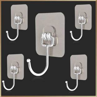 XBEY PVC Waterproof Big Adhesive Heavy Duty Sticky Stainless Steel Hook 5 Hook 5