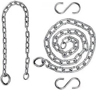 MARSHLAND 8 feet Chain Strong Metal Chain for Swing Multipurpose with 2 (S Hook) Hook 2