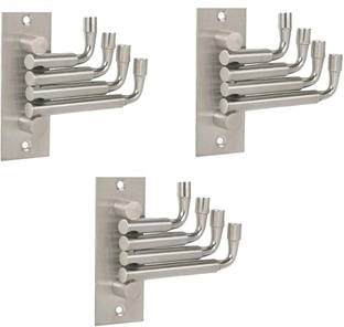 iSTAR Flexible 4 Pin Bathroom Cloth Hooks Hanger Wall Hook Robe Door Hooks Rail (Pack of 3) Hook 4