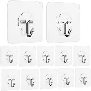 INDIWARRIOR Wall Clips Hooks for Hanging Clothes, Kitchen Items, Photo Frame, Keys, and More Hook 12
