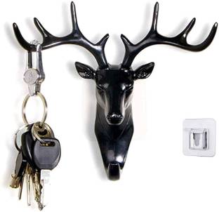 हिर्षा Key Holder & wall hooks without drilling wall Home Decor Wall Deer Head Prongs 9 - दाँतोंवाला
