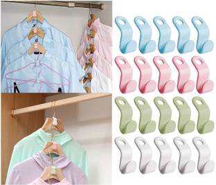 QWEEZER Clothes Hanger Connector Hooks Hangers Space-Saving Hook (Pack of 10) Hook Rail 10